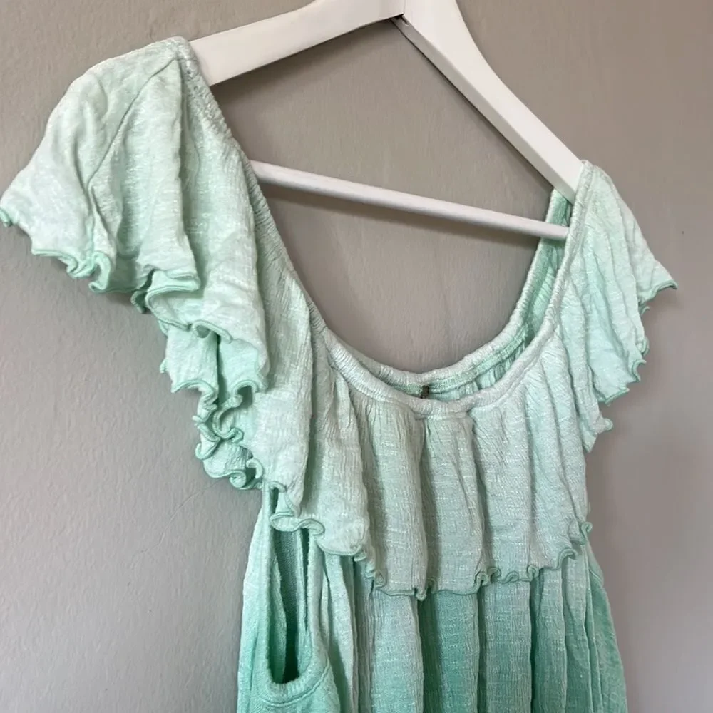 Free People Green Ombré off the Shoulder Top